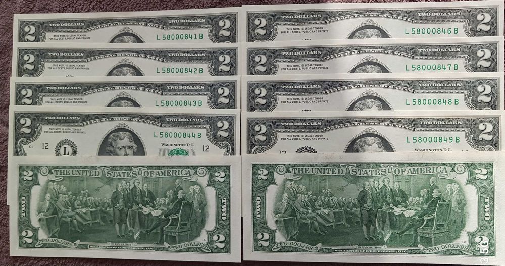 10 x 2 $ USA T. Jefferson 2017 r. men."L"-San Francisco - seria"A"