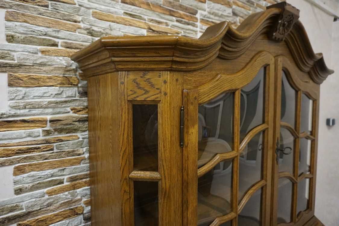 Witryna z Komodą Dębowa Lity Dąb   szer. 140 cm    (p-981)