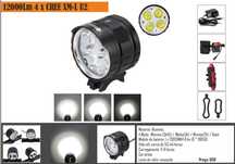 Luz foco lanterna 4xLeds 13000lm + bateria 6400mAh (6 meses garantia)