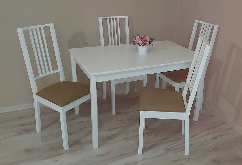 Stół drewniany + 4 krzesła – komplet do jadalni, dostawa możliwa