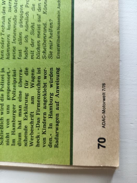Gazeta ADAC Motorwelt z 1976r.