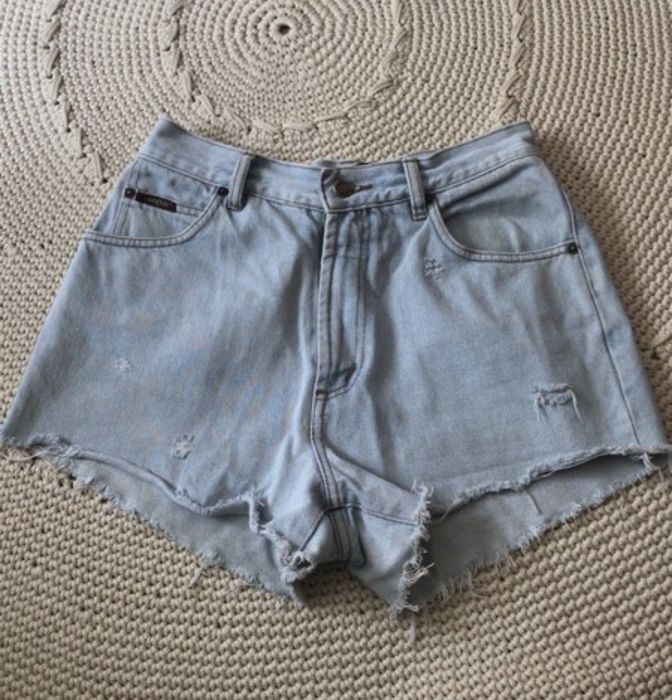 Szorty jesnsowe prawdziwy twardy jeans jasne przetarcia wysoki stan