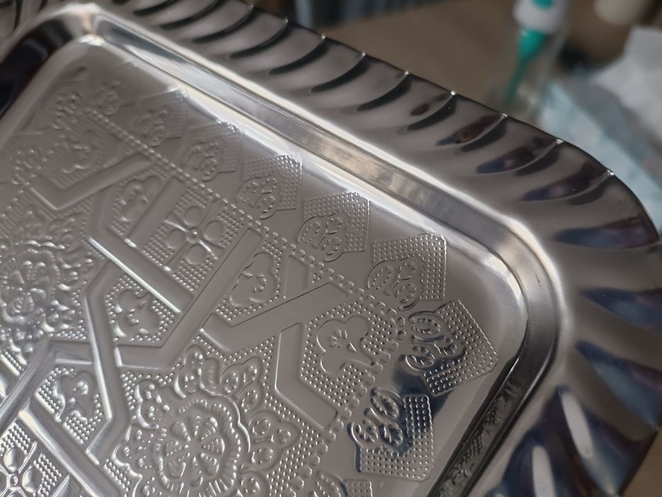 Taca Dekoracyjna srebrna Mała 22x18 Zdobiona Home Accents Glamour