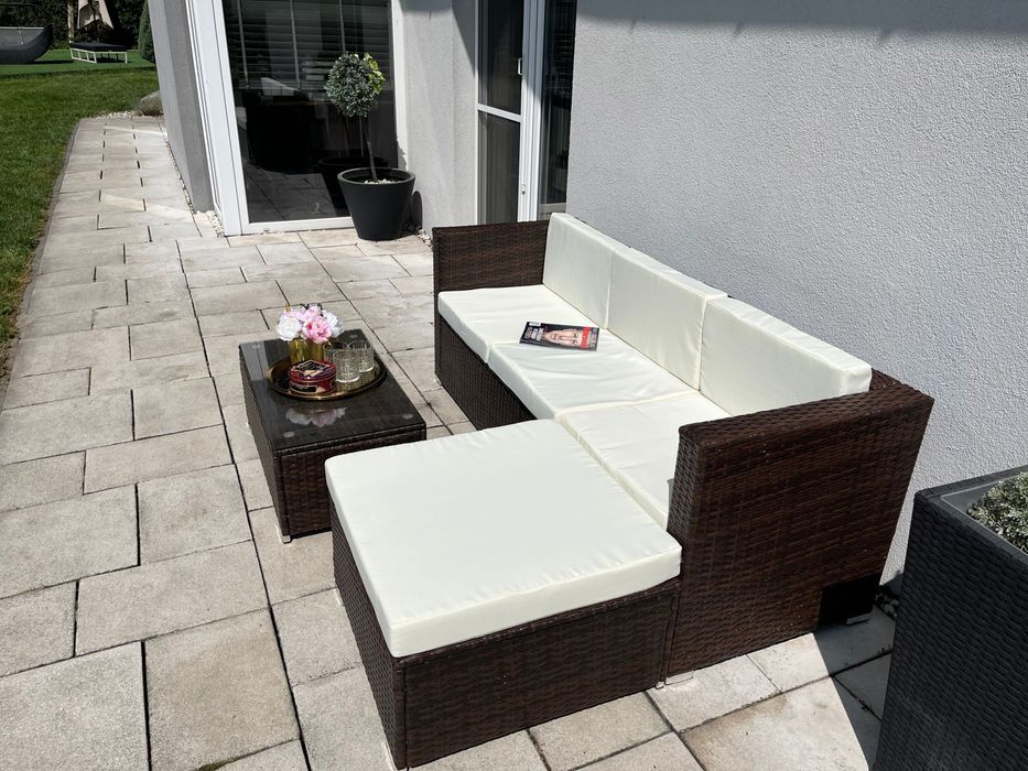 Milano nowy zestaw technorattan sofa 3 os pufa (W)