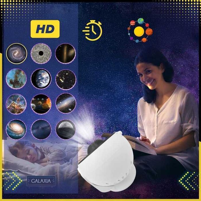 PLANETARIUM PROJEKTOR GWIAZD Rzutnik Nieba Lampka Nocna Dla Dzieci LED
