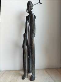 Vintage Posąg Figurka afrykańska z brązu Pasterz