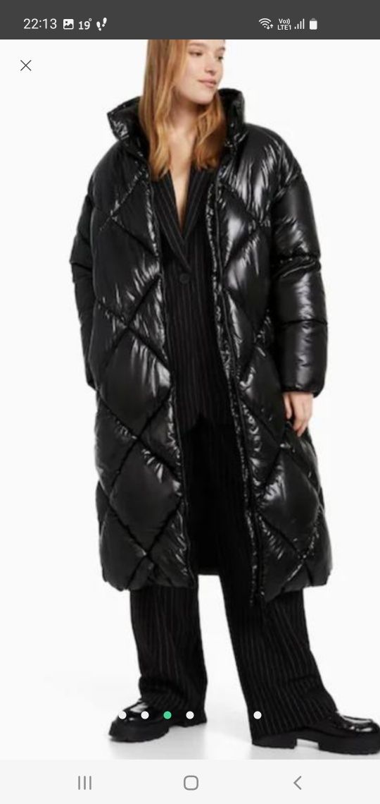 BERSHKA, куртка пуховик-плащ, розмір L, большемерить.