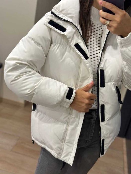 пуховик пуффер білий зимовий Sandro