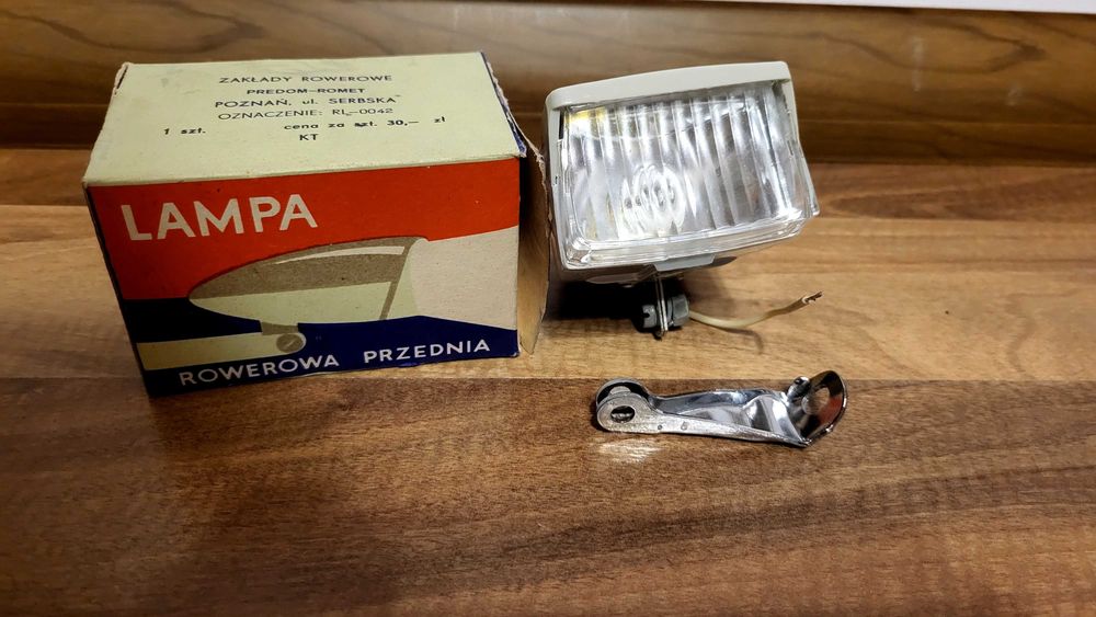 Lampa, lampka rowerowa przednia Predom, Romet, PRL, vintage