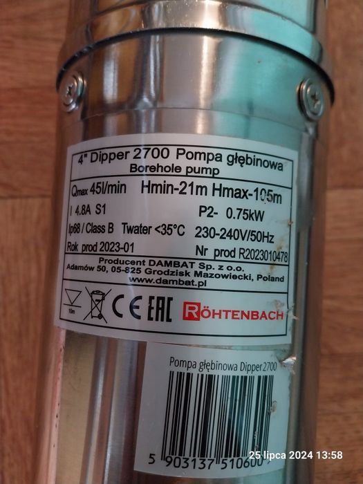 Pompa Głębinows 4" 0,75kW RÖHTENBACH Qgd Dipper 2700

RÖHTENBACH QGD D