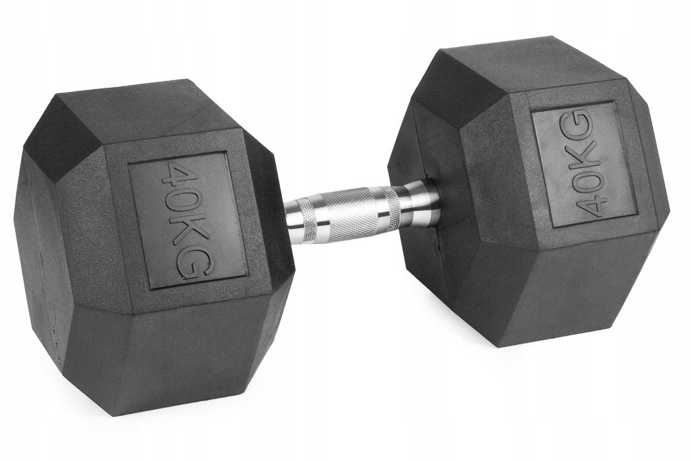 Hantle żeliwne HEX ogumowane 2,5kg - 40kg + stojaki do hantli SZ