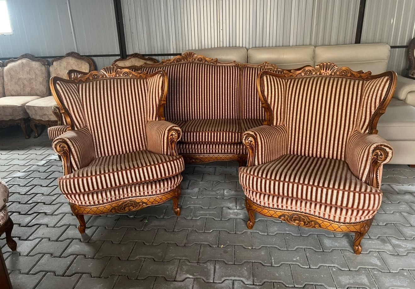 komplet wypoczynkowy w stylu Ludwika-sofa czwórka 2fotele