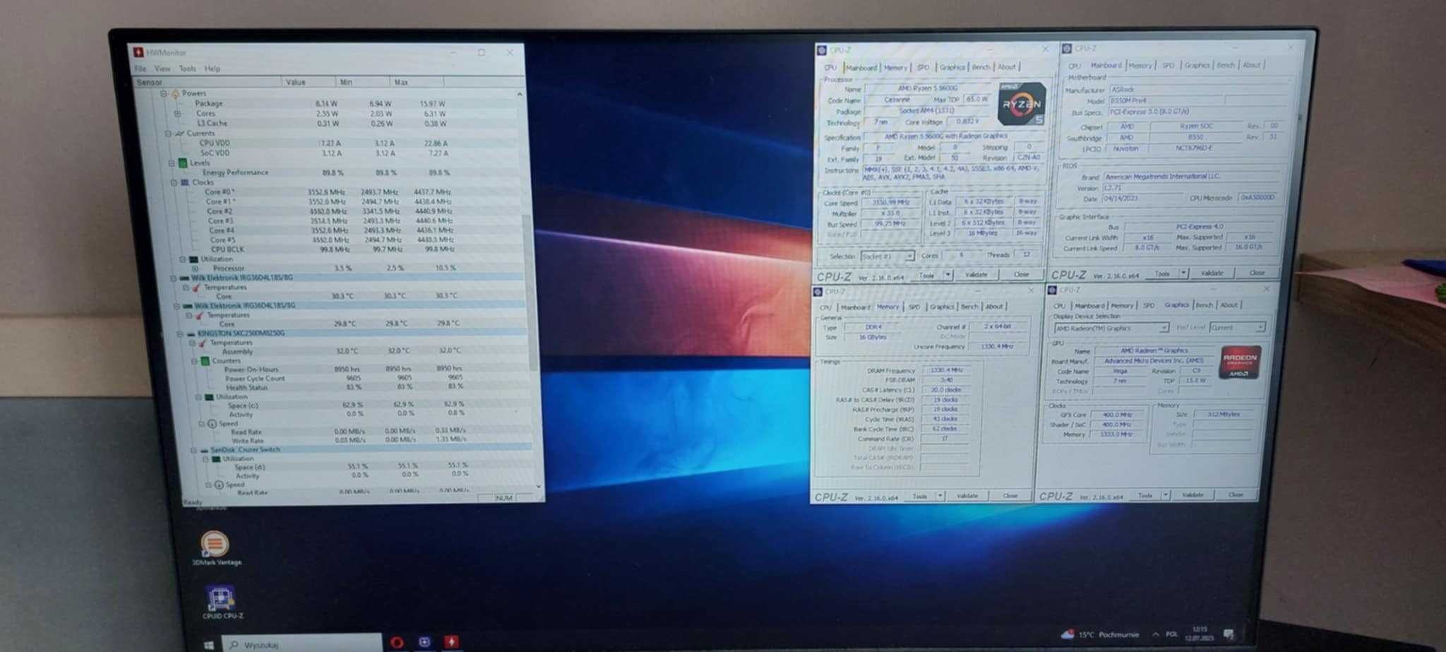 Ryzen 5600G + Asrock B550M Pro4 + 16 GB ddr4 Goodram irdm LED Box