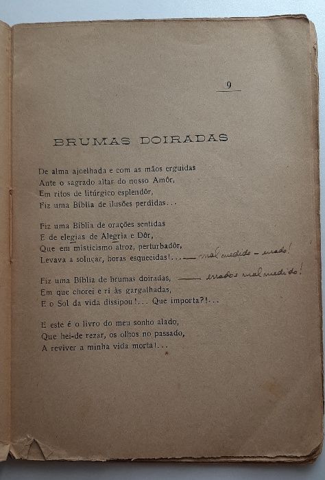 Adelino de Palma Carlos - BRUMAS DOIRADAS - 1ª Edição, 1923