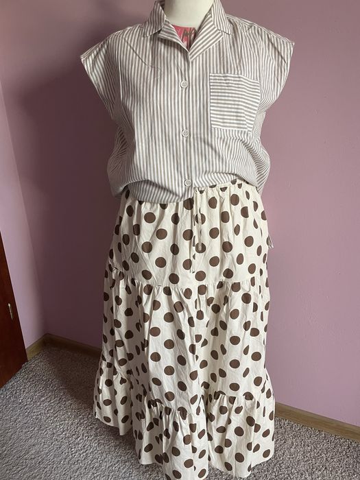 Maxi spódnica w czekoladowe grochy WIYA 40/42/44/46