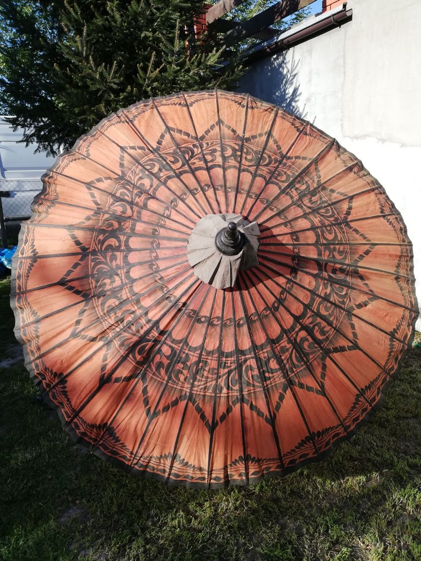 Orientalny parasol ogrodowy drewniany, ręcznie robiony