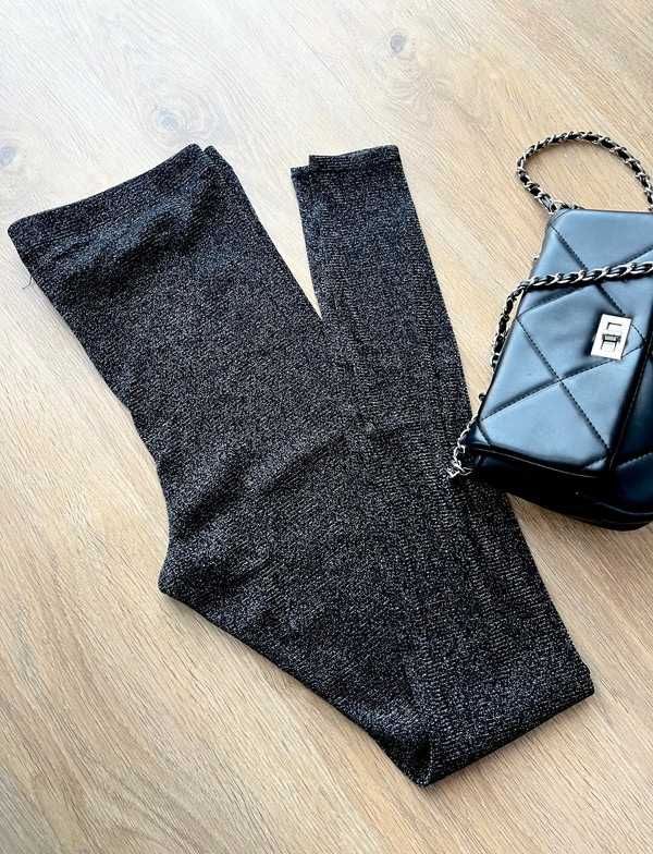 Spodnie leginsy rajstopy błyszczące z diamencikami cekiny H&M XL/42
