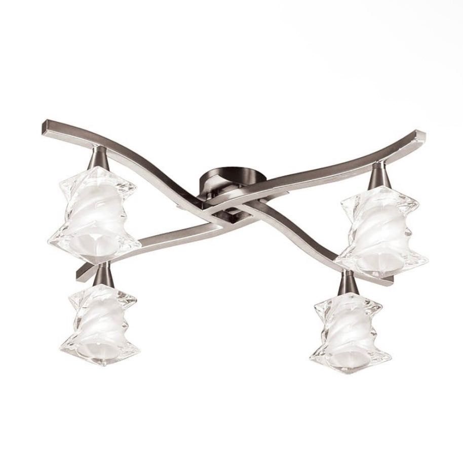 Lampa sufitowa polished chrome metal 4 lampki szklane