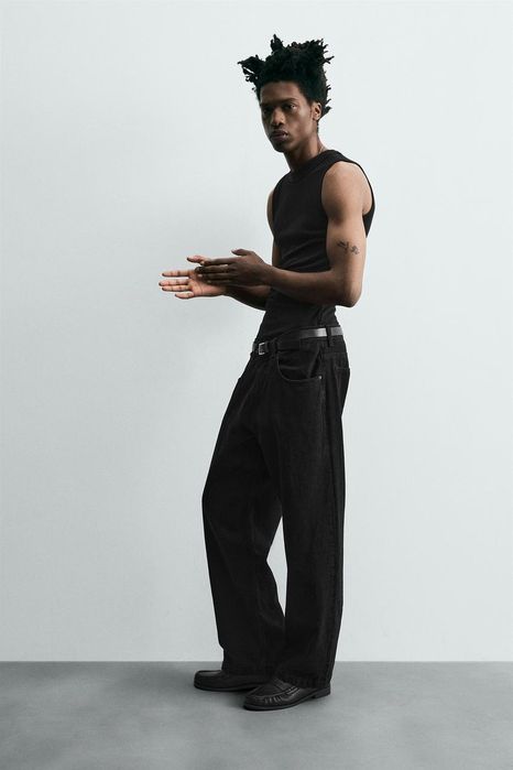 Джинси zara baggy fit чорного кольору