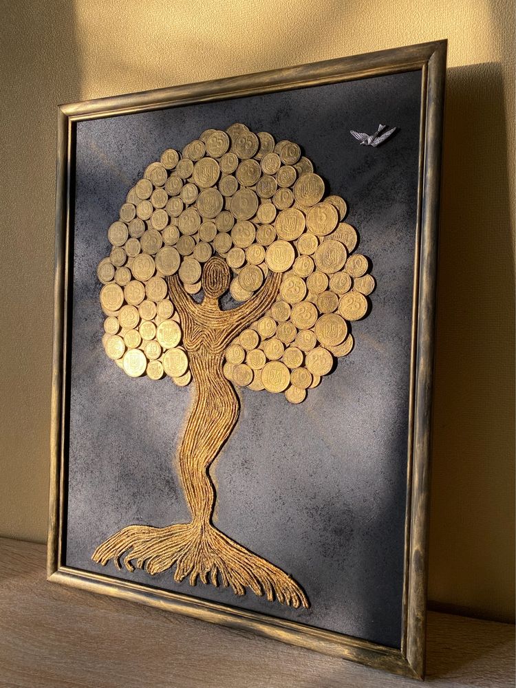 Картина ручной работы денежное дерево подарок сувенир