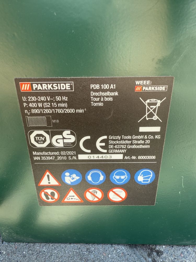 Точильний станок по дереву Parkside PDB 100 A1400w