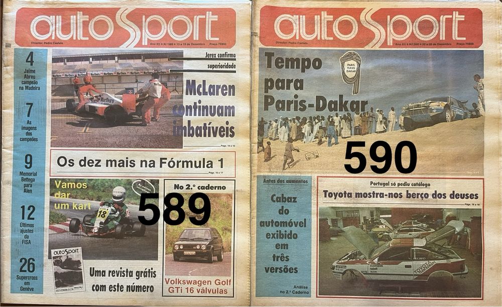 Vendo jornais AutoSport - ano 1988