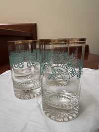Zestaw 5 szklanek pozlacane zdobione PRL vintage