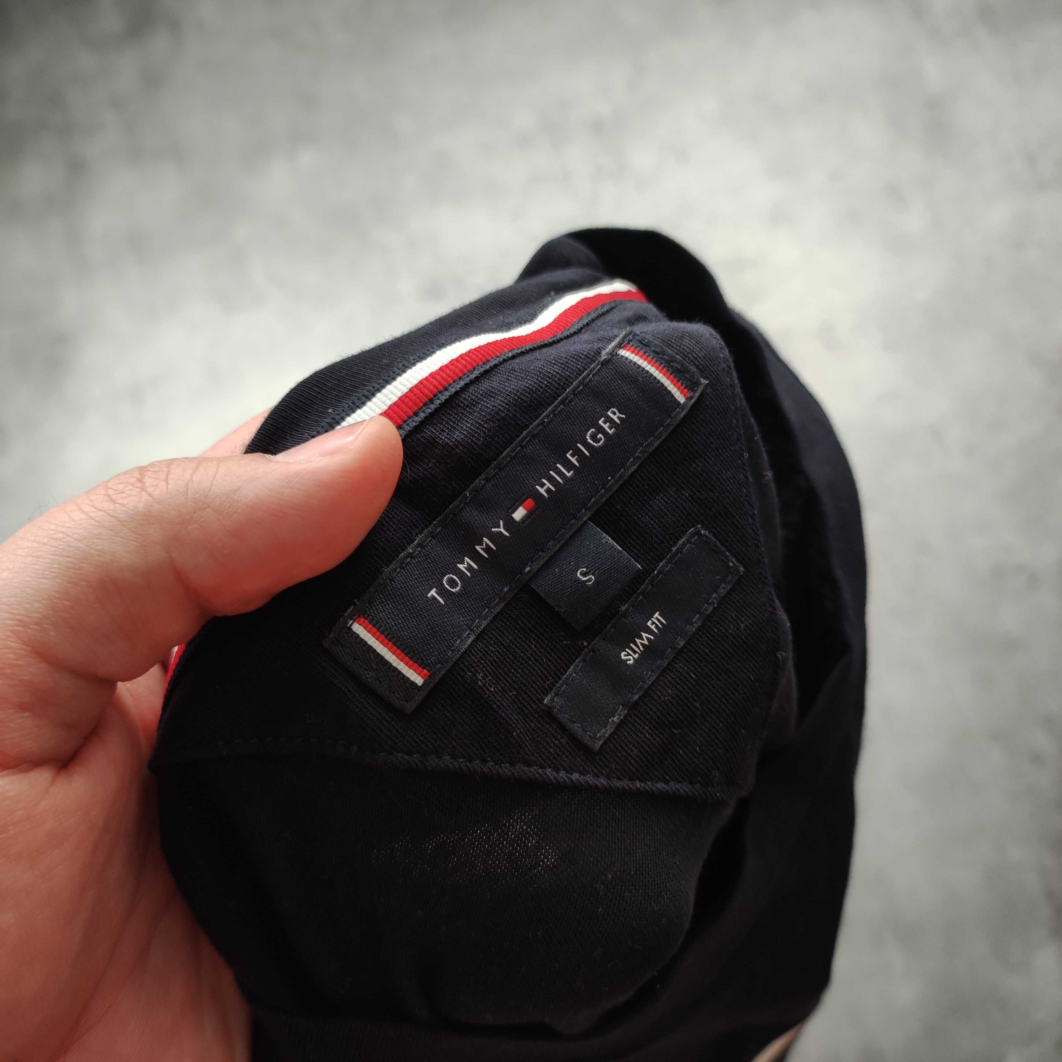 MĘSKA Koszulka Bawełna Granatowa Duże Logo Classic Tommy Hilfiger Haft
