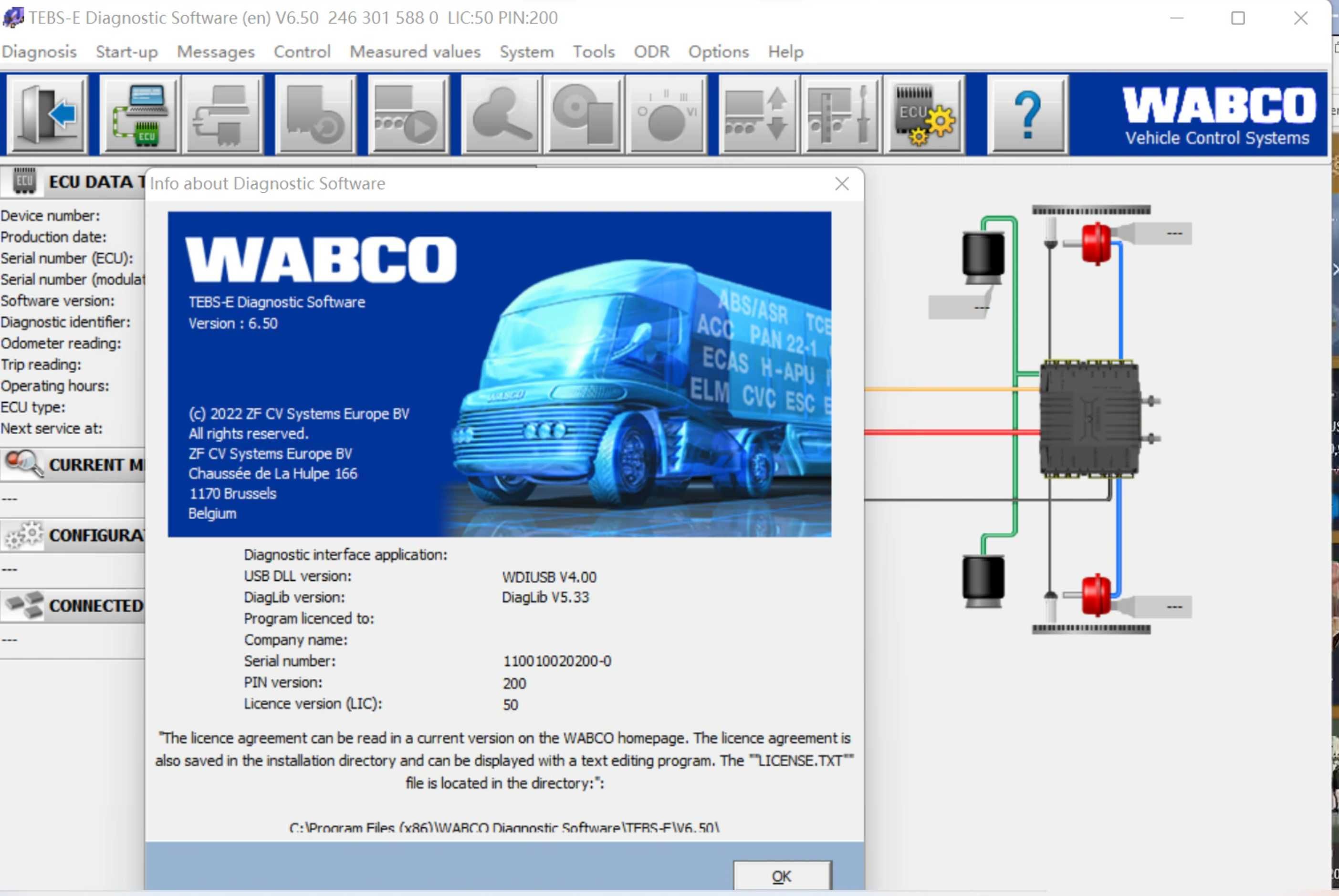 Interfejs diagnostyczny Wabco Naczepy + Laptop PEŁEN Zestaw TBS 6.50