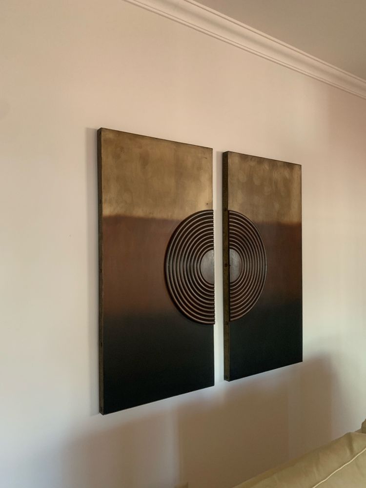 Quadro duplo em tons de castanho