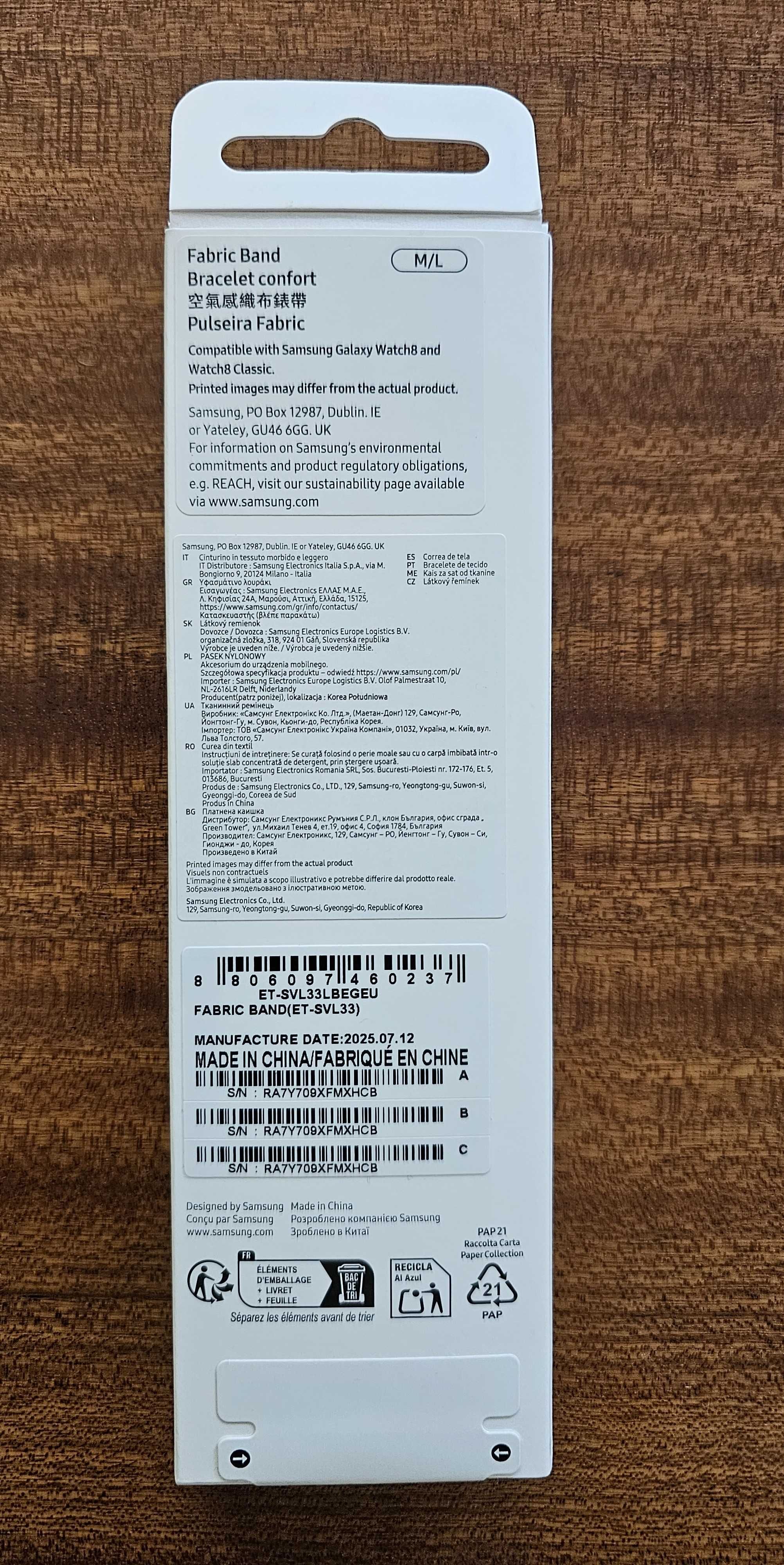 Pasek Samsung Fabric Band do Watch8 M/L Czarny