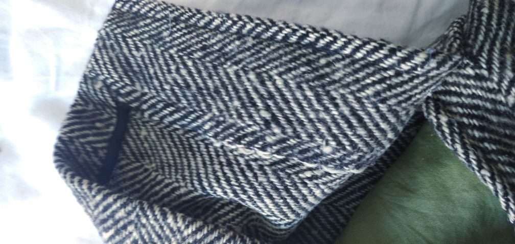 Spódnica midi 100% wełna XL XXL czarna biała pepitka wełniana 42 44