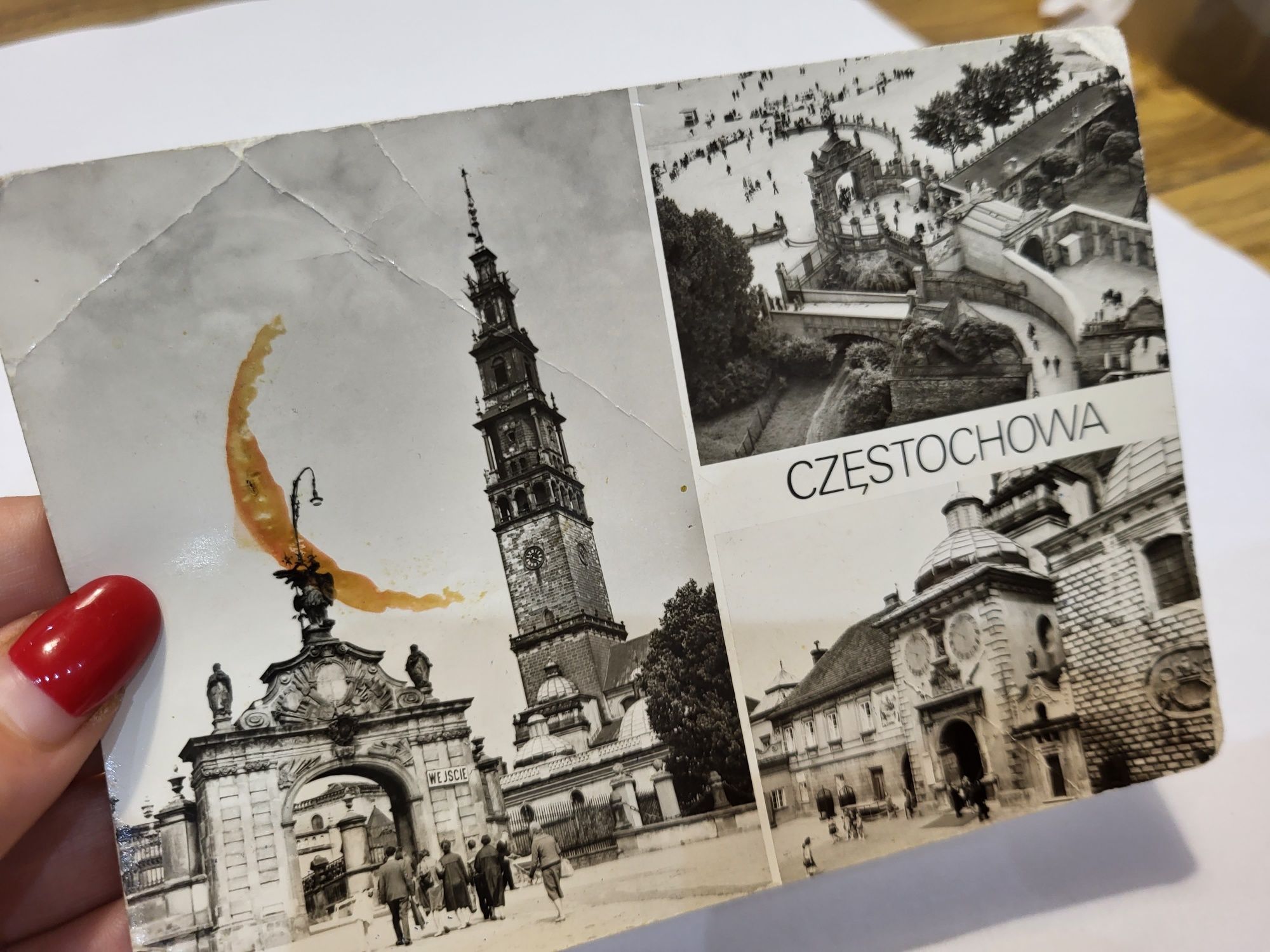 Stara pocztówka czarno biała Częstochowa z PRL