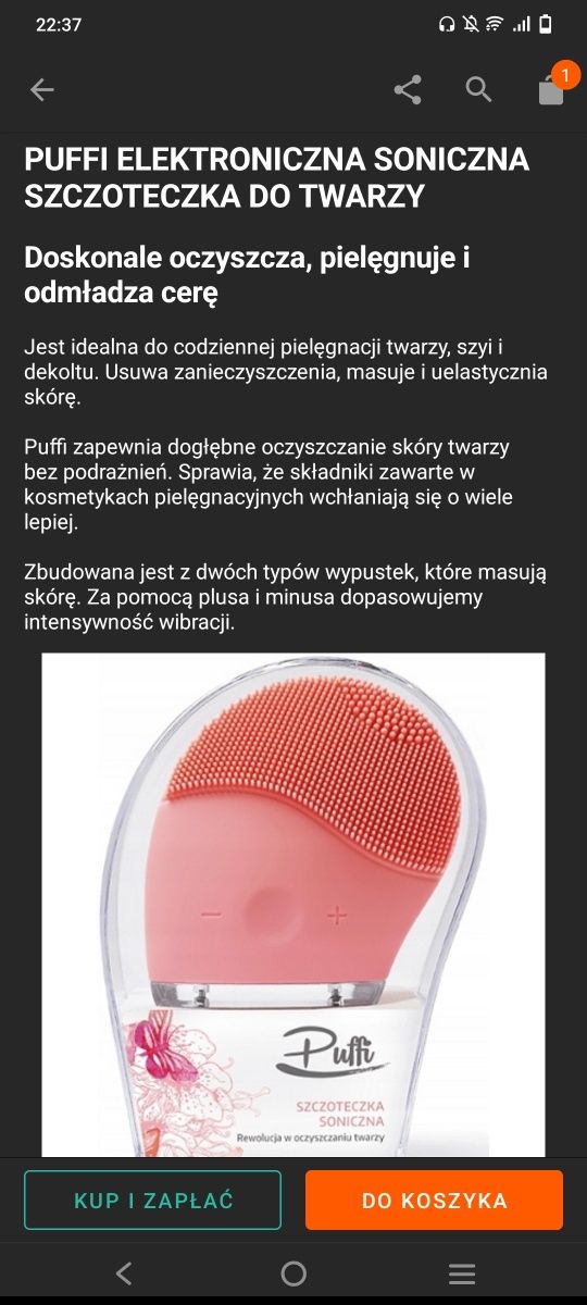 Szczoteczka soniczna do czyszczenia twarzy Puffi