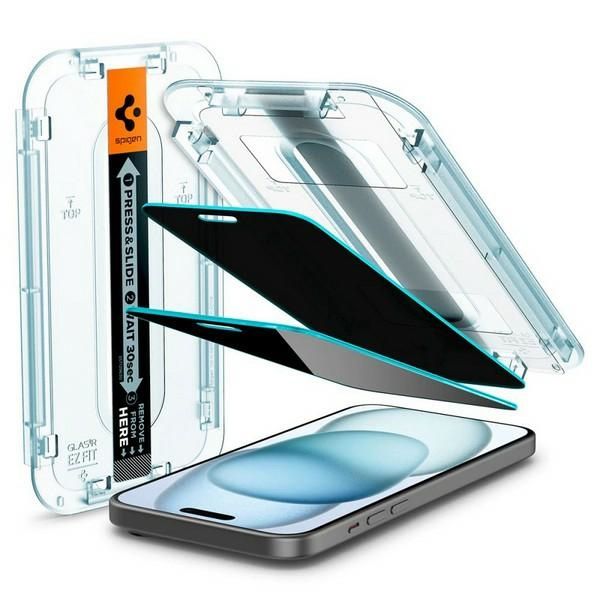 Spigen Glas.TR iPhone 15 6.1""EZ FIT" 2 szt. privacy szkło hartowane