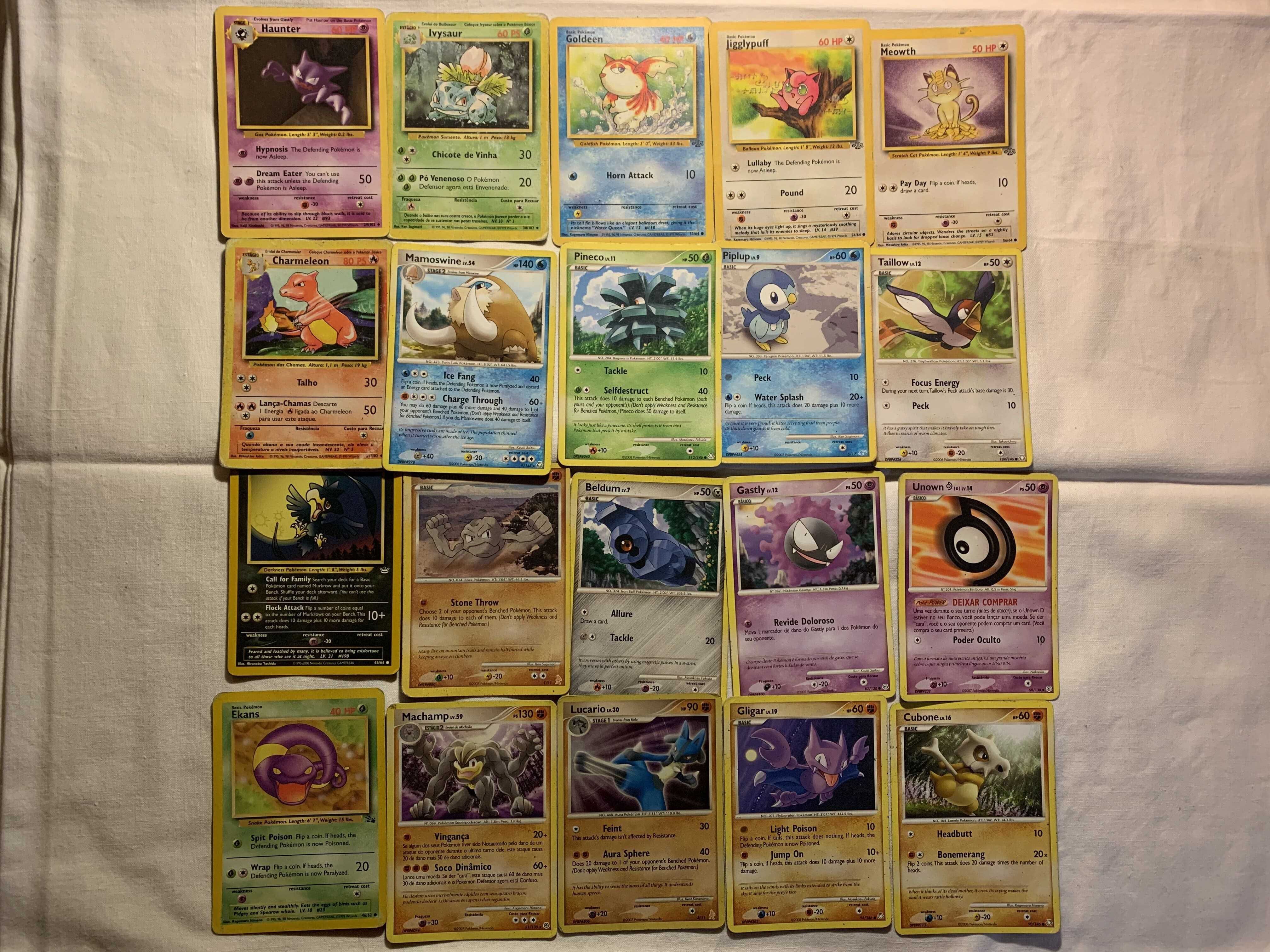 Cartas Pokémon [Lucario TK, TeamRocket, Fóssil, Jungle, Base Set 2...]