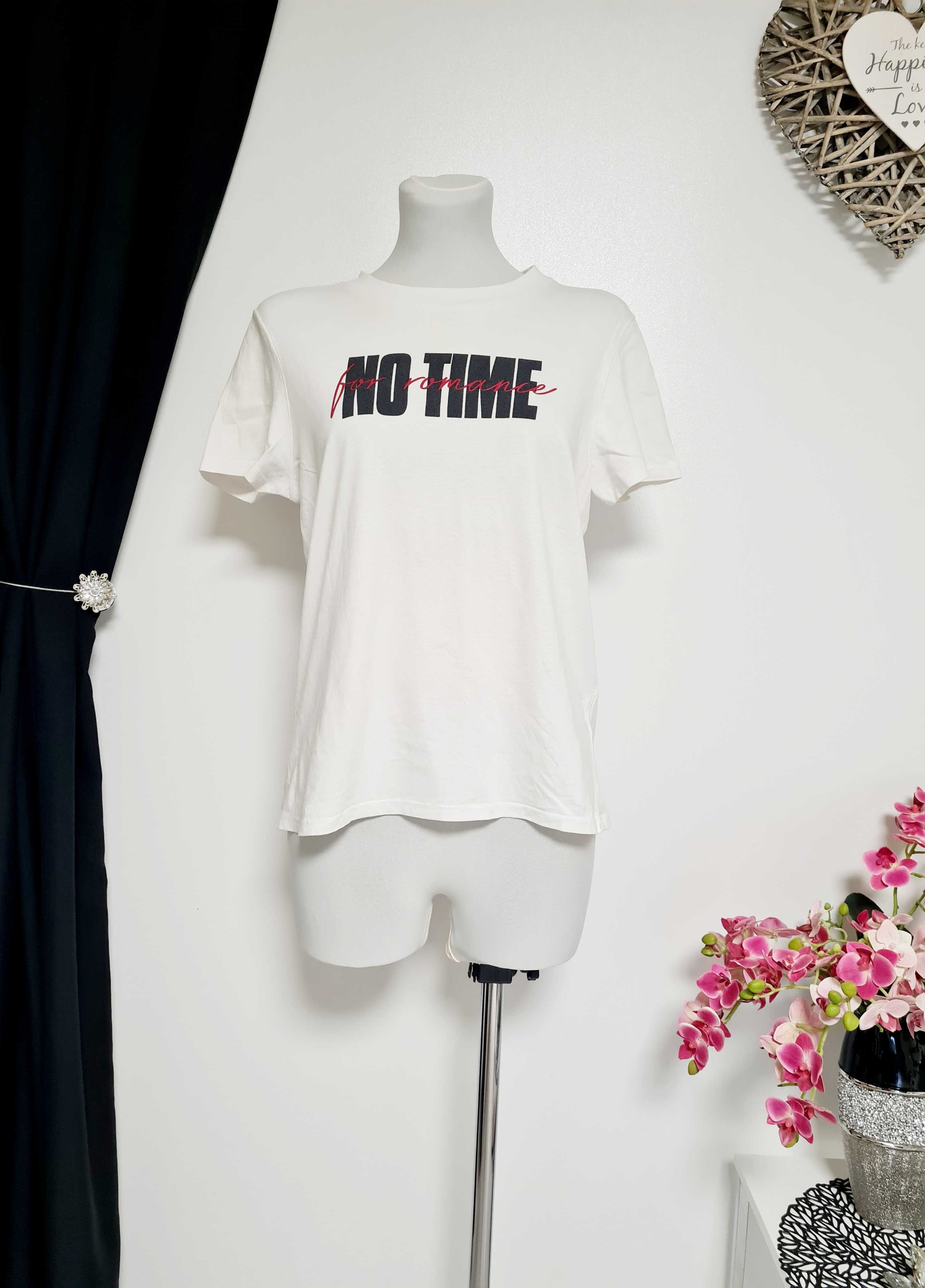 385. Biała bawełniana bluzka damska koszulka t-shirt M 38