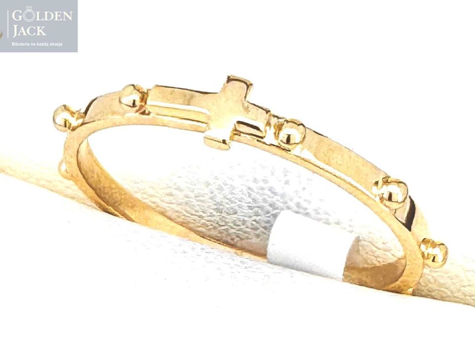 Złoty różaniec obrączka z Krzyżem złoto pr. 585 roz. 24 waga 2,27 g