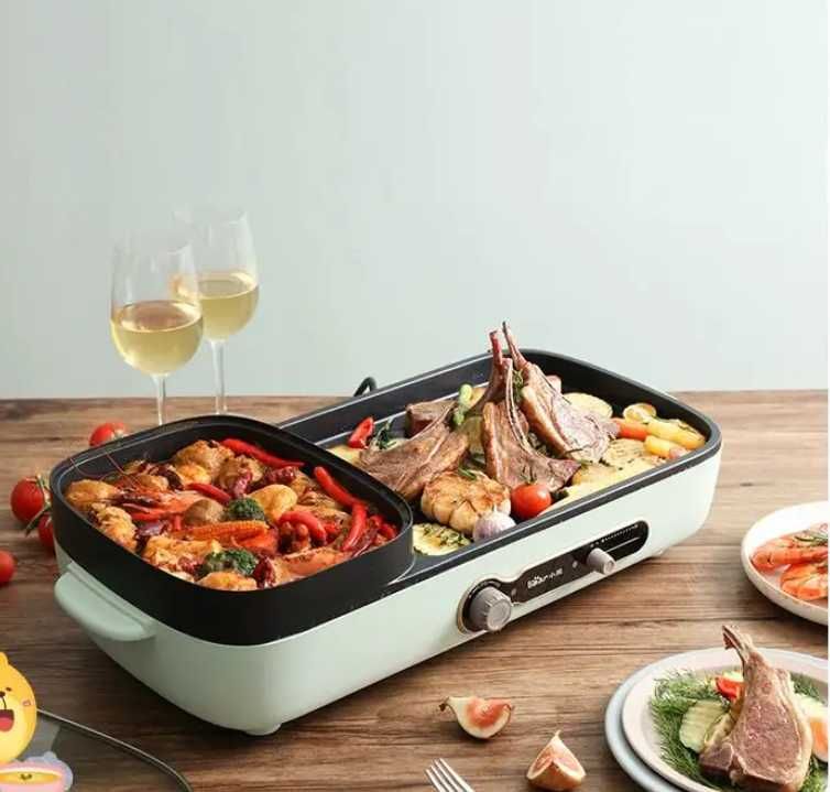 Przenośna turystyczna kuchenka - garnek - hotpot - 2 osobne patelnie.