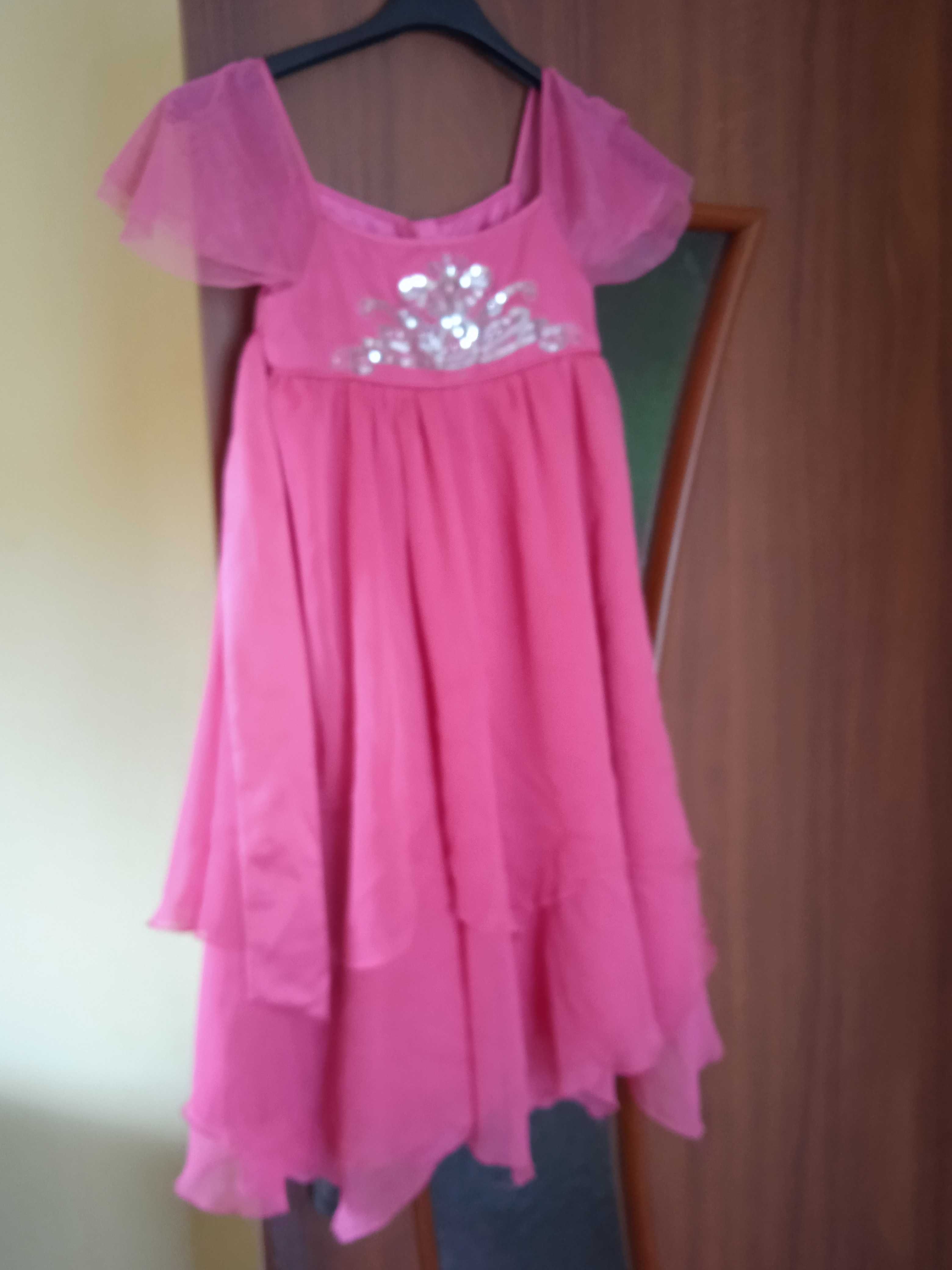 Sukienka różowa na 9 lat, okazja, nowa, warstwowa, na lato