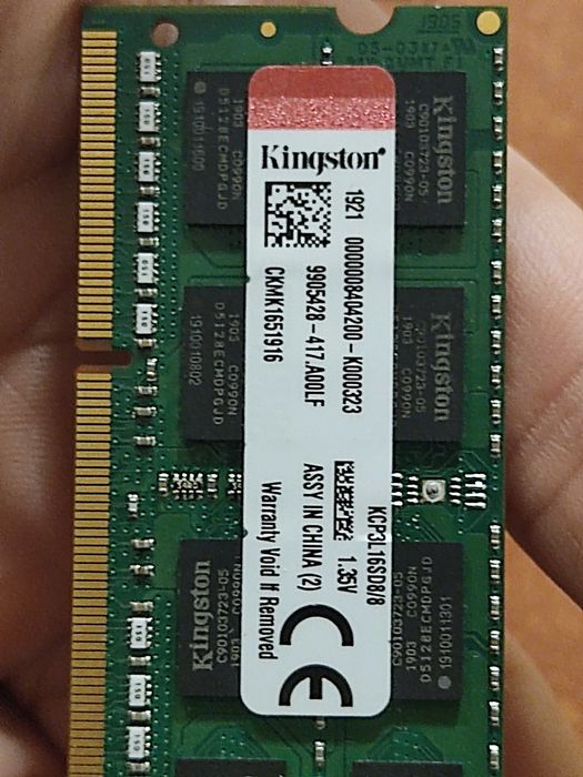 ddr3L 8gb Kingston, pamięć RAM do laptopa, w 100% sprawna