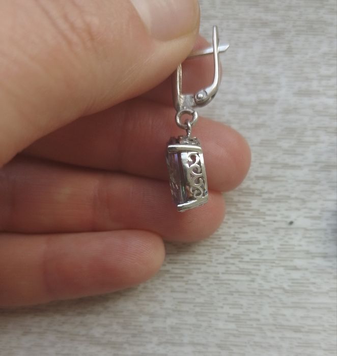 Сережки серьги кульчики 925 Тайланд містик топаз