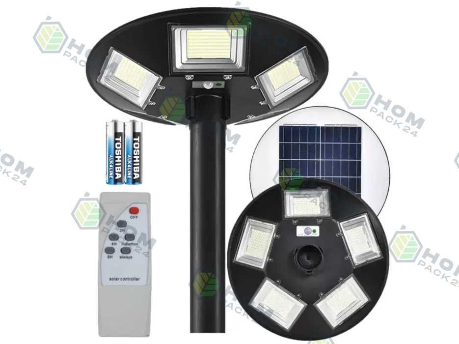 LAMPA SOLARNA uliczna ogrodowa 5 LED Pilot Czujnik ruchu 1000W