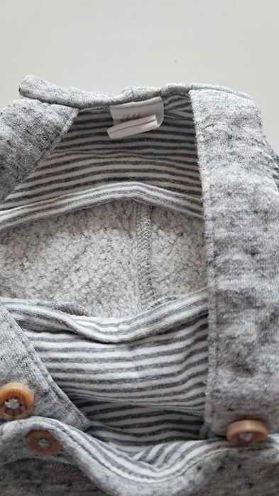 Spodnie na szelkach niemowlęce materiałowe lekko ocieplane kotek H&M
