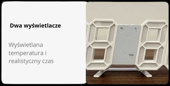ZEGAR CYFROWY LED BUDZIK Elektroniczny Stołowy Kalendarz Termometr