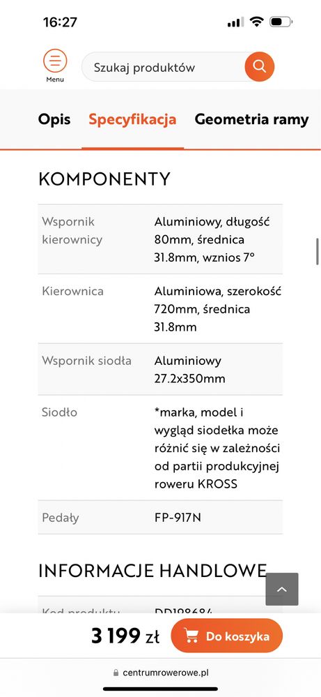 Nie używany Rower MTB Kross level 5.0 fsa rozmiar ramy 19