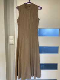 Reserved sukienka L 40 42 bezowa zlota zara prazkowana