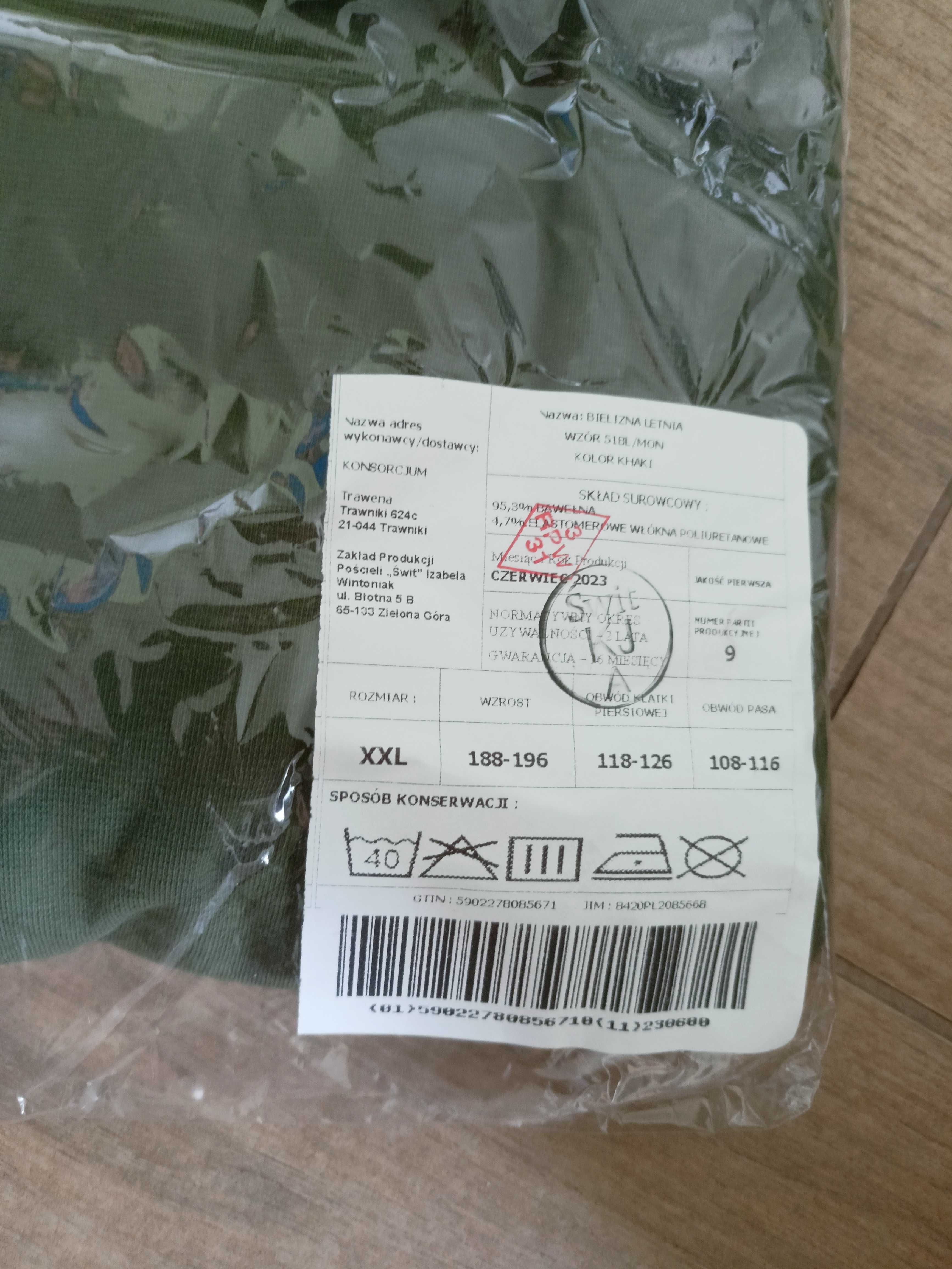 Bielizna letnia krótka wzór 518/529 MON rozmiar XXL