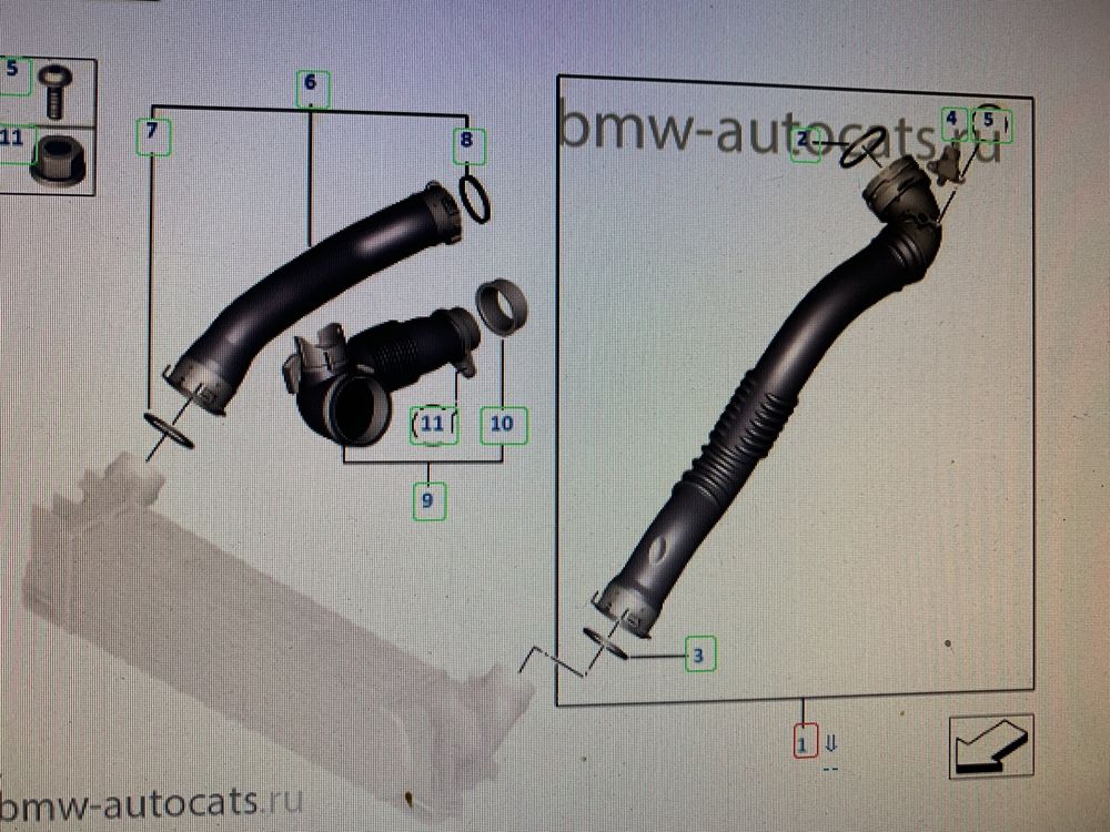 BMW F30, F32, F34, F36 13718608735 воздуховод патрубок N20 N26 328 428