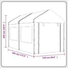 Gazebo com telhado 4,46x2,28x2,69 m polietileno branco